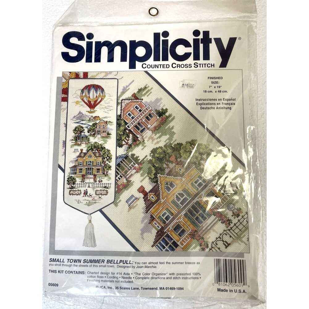 JCA Simplicity Small Town Summer Bell Pull Counted Cross Stitch 05609 7"x19"